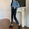 Women's Jeans N5237 Straight Leg Design High Waist Pants Ninth