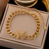 Link Bracelets 316L Stainless Steel Butterfly Zircon Mangxing Charm Chain For Women Fashion Fine Jewelry Gift SAB653
