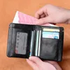 Carteiras Top Layer Couro Walet Macio Genuine Leather Wallet Mens Holder Luxury Moneybag Preto Elegante Simples Para Homens