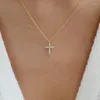 Kedjor Christian Little Corss Charm Crsytal Halsband Kvinnor Flickor Guldpläterade O Kedja Choker Krage Smycken Enkel modedesign