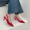 Chaussures habillées SUOJIALUN 2023 Printemps Nouvelles Sandales pour Femmes Mode Dot Toe Lumière Femmes Sling Chaussures Minces Talons Moyens Robe Pantoufles sur Mule Chaussures Z230710