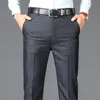 Мужские брюки деловой случай повседневного костюма Мужчины сплошной высокой талию офисные офисные брюки Мужское классическое стиль длинные плюс 230705