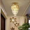 Chandeliers Modern Ceiling Chandelier Corridor Aisle Indoor Lighting Luxury Gold Crystal Decorative Led Lamps Lustre Cristal