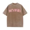Men's T Shirts 90'S Baby Pink Letter Funny Print Mens Shirt Cotton Luxury Tee Clothes Short Sleeve Tshirt Fashion Loose T-Shirt Sweat Tops
