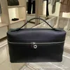 Loro Piano Leather Grand sac Loro Pianaa Lunch de haute qualité L27 Box Couleur Couleur Coumure Litchi Grain Cow Hide Handbag Woven Corde Sac