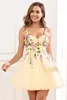 Robes de soirée Gothique 3D Fleurs Homecoming Pour Les Adolescentes Filles Bretelles Spaghetti Courte Longueur Tulle Robe Formelle Robes De Bal 2023