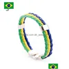 Charm Bracelets Sports Wrap 20 National Flags Braided Pu Leather Rope Wristband Bangle For Football Soccer Fans Jewelry In Bk Drop De Dhsr1