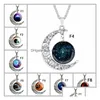 Anhänger Halsketten 84 Design Cabochons Glas Mond für Frauen Männer Baum des Lebens Sternzeichen Blume Wolf Neba Space Galaxy Ketten Schmuck Dhv6D