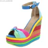 اللباس أحذية Wdhkun Summer Sandals Women's Women's Multi Color Patch Sandals Peel Toe Caligae Sandals High Cheels Z230711