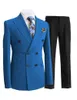 Costumes pour hommes Bleu Slim Fit Blazers Ball And Groom Pour Hommes Boutique Mode Mariage (Veste Gilet Pantalon)