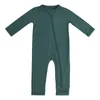 Rompers 2023 Baby Romper Bambu Fiber Pojke Kläder födda Dragkedja Footies Jumpsuit Solid Långärmad Kläder 0 24M 230705