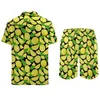 Heren Trainingspakken Gele Citroen Print Heren Sets Groen Blad Casual Shorts Strand Overhemd Set Zomer Trendy Patroon Pak Korte Mouwen Grote Maat