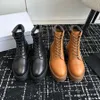 Luxe designer veterlaarzen dameslaarzen Arc de Triomphe Martin laarzen BULKY TRIOMPHE koeienhuid veter dikke zool Legerlaarzen zwarte streetstyle militaire laarzen box