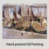 Impressionist Canvas Art Boats in The Port Valencia Joaquin Sorolla Y Bastida Painting Handmade Seascape Artwork High Quality