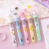 20pcs Cartoon 10 Colors Ballpoint Pen 0.7mm Cute Students Stationery Writing Tools Pendant Pens Office School Student Gift Prize