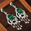 Dangle Earrings Delicate Temperament Tassel Drop Female Exquisite Lab Emerald Dangles Personality Vintage Engagement Jewelry Gift