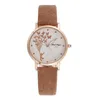 Montres-bracelets mode papillon femmes montres 2023 Simple montre à Quartz marron Vintage cuir dames horloge