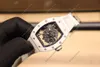 reloj de pulsera Mecánico Tonneau esqueleto ahuecado todo el color de cerámica blanca Multifuncional Rm11 Automático Relojes de lujo para hombre
