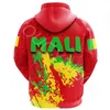 Luvtröjor herr Afrikansk region huvtröja Mali-emblem Spansk stil tryckt herr dam All-over Casual tröja jacka