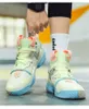 Zapatillas de baloncesto para hombre, zapatillas deportivas cómodas antideslizantes, zapatillas de deporte de media caña, zapatillas deportivas informales, azul y blanco