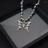 Chaînes X7YA Élégant Pour Papillon Pendentif Collier En Acier Inoxydable Boule Chaîne Gothique Streetwear Choker Gi