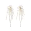 Boucles d'oreilles pendantes chaîne de perles de riz tissé à la main mode les étoiles contractées bohême femme alliage gland