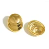 Stud Earrings AENSOA Layered Round Shaped Gold Color Big Earring Simple Vintage Metal For Women Fashion Jewelry Brincos 2023