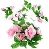 装飾花 2 個ドアリースまぐさフェイクローズ籐植物装飾バレンタインアクセサリー装飾シミュレーション造花