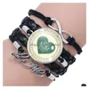 Braccialetti con ciondoli We Love You Mom Infinity Bracciale Best Ever Glass Cabochon Intrecciato Corda in pelle Bracciale avvolgente per donne Mama Mothers D Dhdwq