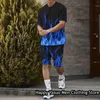 Trechos de traje masculino Homens de verão 2 peças equipamentos de roupas sólidas roupas de travessia casual estilo praia de praia 3d camiseta machos shorts de moda macho terno