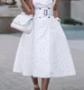 Casual Dresses Wave Poots ärmlös midjeband 2023 Summer Fashion Polo krage Atmosfärisk mittlängd Elegant a-line kjol för kvinna