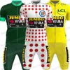 Wielerkleding Sets Frankrijk Tour Jumbo Visma TDF Set Groen Geel Korte Kleding Racefiets Shirts Pak Fiets Shorts MTB Ropa 230706