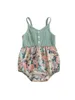 Mädchen Kleider Baby Mädchen ärmellos Blumen Patchwork gerippt Playsuit Sommer Casual Strampler geknöpft