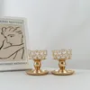 Castiçais de chá de cristal conjunto de 2 para decoração de centro de mesa de sala de jantar de casamento com velas votivas