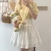 Jupes mignon blanc Lolita Style coton femmes Kawaii dentelle taille élastique Mini jupe filles doux vêtements Harajuku Y2k court