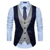 Gilets pour hommes Hommes Gilet formel Gilet Business Couleur unie Gilet à bouton unique Faux Twopieces V Neck Casual Slim chalecos para hombre 230705