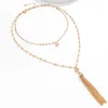 Nici metalowy łańcuszek Tassel naszyjnik dla kobiet modny warstwowy długi kryształ na szyi 2023 biżuteria dziewczyny prezent 230613