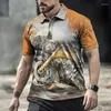 Men's Polos Motorcycle Polo Shirt Men 3D Car Print Short Sleeve Vintage Tops Street Ride Biker T For Mens Oversized Tee Man