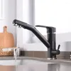 Robinets de cuisine Robinet d'évier chromé Mitigeur Design moderne Rotation à 360 degrés Robinet de purification d'eau Double poignée Grifo Cocina