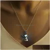 Pendant Necklaces Luxury Luminous Angel Wings Glow In The Dark Open Cage Locket Charm Chains For Women Men Fashion Jewelry Bk Drop D Dhlep