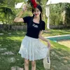 Skirts 2023 Summer Chiffon Women's White Polka Dot Dress High Waist Thin Short Skirt A-line Sweet Birthday Party Korean Style