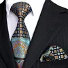 E10 Men's Ties Hanky Multicolor Black Blue Turquoise Floral Neckties Set 100% Silk Whole 284E