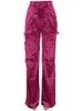 Damesbroek Capri Streetwear Rose Red Dames Hoge taille Rechte broek Hipster Multipocket wijde pijpen broek Vintage Lady Shopping Out Going Capris J230705