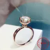 Cluster Ringen HOYON 22K Rose Goud Kleur Sieraden White Diamond Ring Voor Vrouwen Crown Opening Anillos De Bizuteria natuurlijke Edelsteen