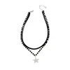 Choker 634C Beads Double Layer Leathers O Style DIY Pendant Necklace For Women