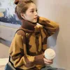 Suéteres de mujer 2023 invierno versión coreana cuello alto estampado de leopardo jersey de manga larga suéter de punto mujer Casual suelto mantener caliente