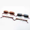 Moda carti top gafas de sol Nuevas gafas de sol sin marco de madera para hombre pierna cuadrada Gafas de moda para mujer con caja original