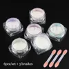 Nail Glitter 6Pcs Pearl Nail Powder Set With Brush Aurora Chrome Powder Shimmer White Glitter Mermaid Rubbing Dust Pigment Manicure NTY451 230705