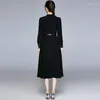 Casual Dresses Herbst Langarmshirt Kleines schwarzes Kleid Frauen Slim Arbeit Büro Retro Damen Gürtel inklusive Kleider Damen K8642