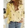 2023 Spring Autumn European American Women's Shirts Animal Printing Casual Loose Long Sleeve Linen Shirts Casual Blouses